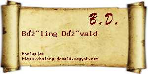 Báling Dévald névjegykártya